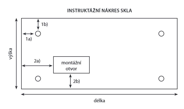 skleněná stěna vyrobená na míru - nákres kaleného skla