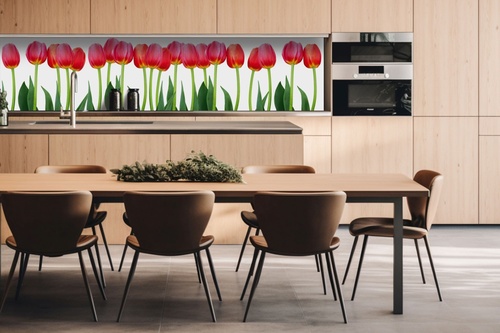 Dibond tábla a konyhapult mögött Tulipánok - 260 x 60 cm INGYENES RAGASZTÓ